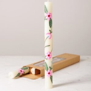 S/3 BOUGIES ARTISANALES BLANCHES ORPHEE