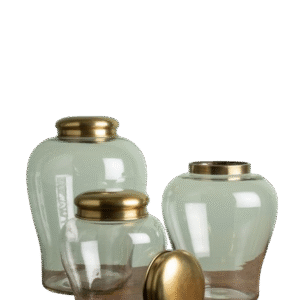 S/3 BOCAUX EN VERRE BABYLONE