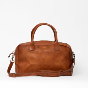 SAC WEEKEND EN CUIR- COGNAC