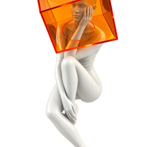 CRYSTAL ORANGE CUBE – Sculpture Décorative